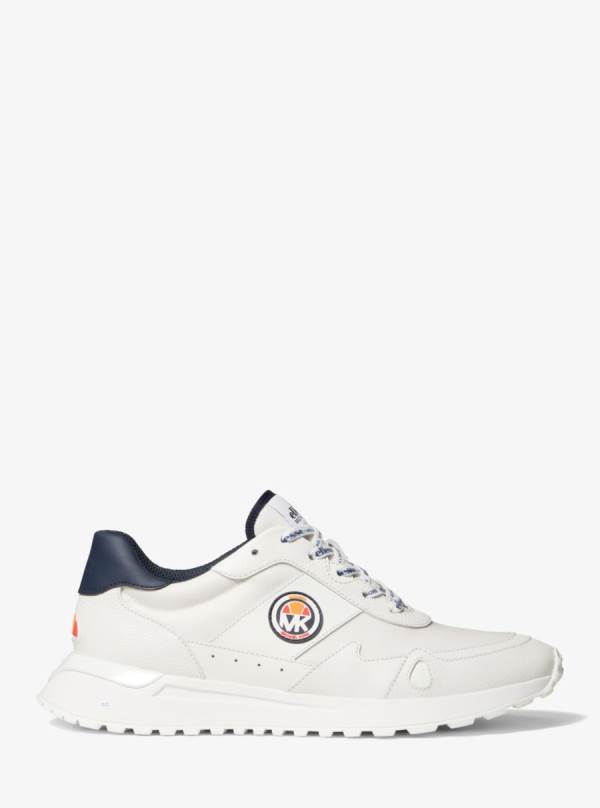 Panske Tenisky Michael Kors MK X ellesse Miles Nylon Gabardine and Leather Biele - Topanky Michael Kors Akcia | YDQCS-8154